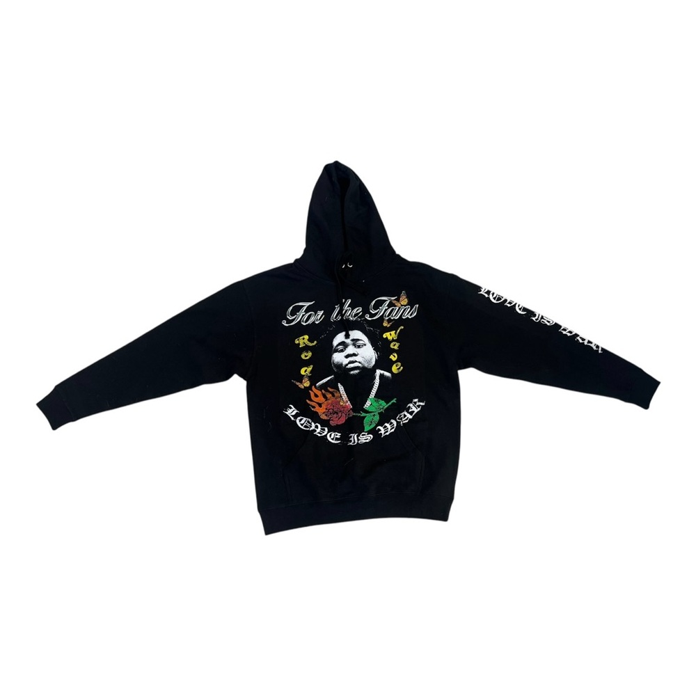 Rod Wave For The Fans Hoodie New Black Graphic Sweater Size Large Rap Music